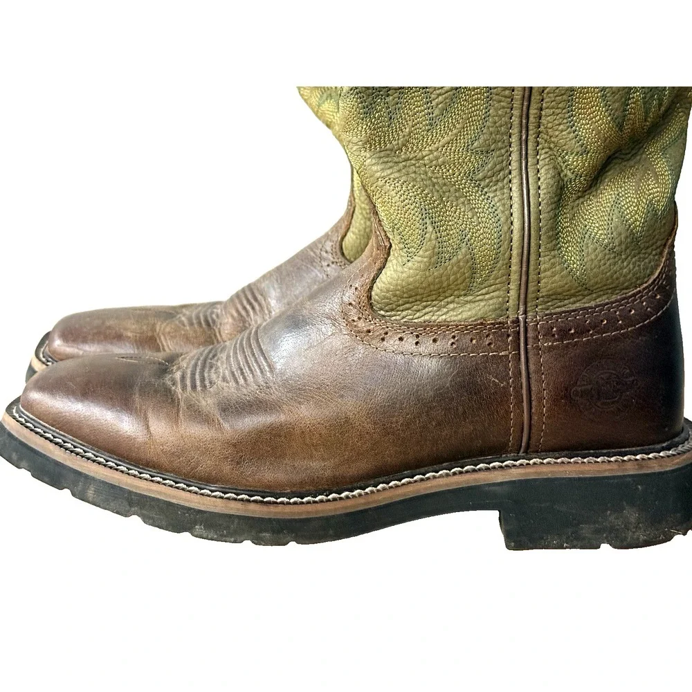 Justin Work‎ Boots Mens 10 D Square Steel Toe Brown Boots Style WK4687